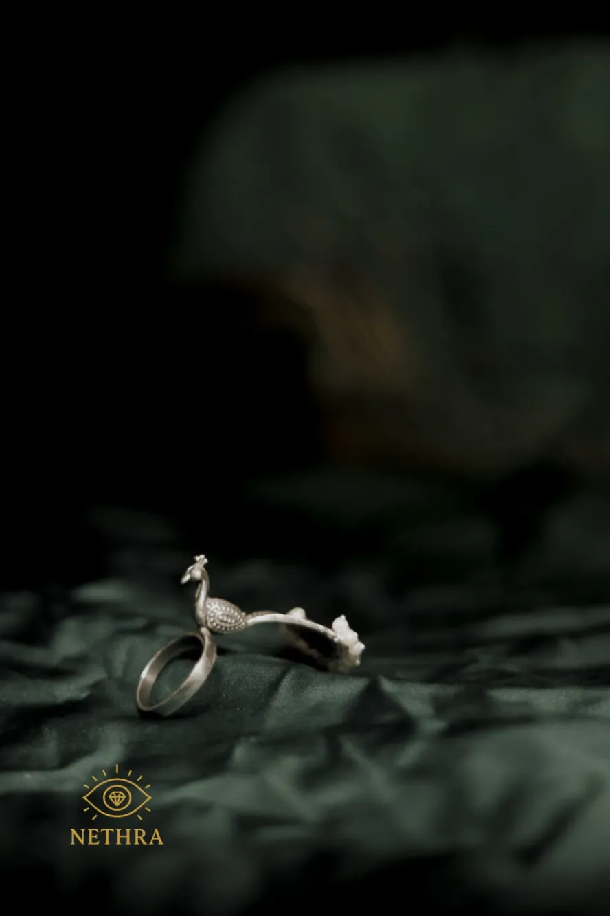 Oxidized Silver Peacock Design Earrings