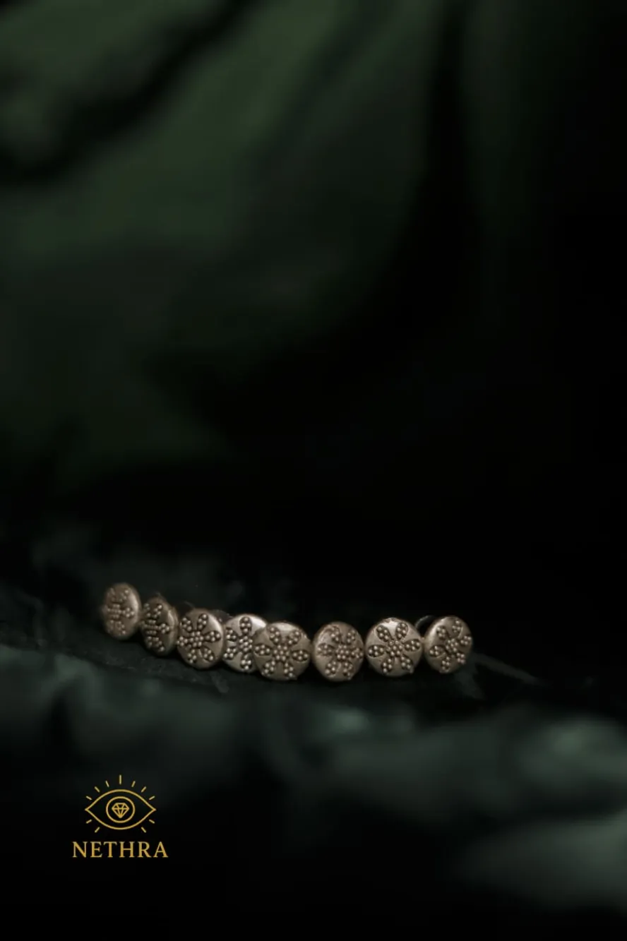 Oxidized Silver Floral Motif Bracelet – Handcrafted Traditional Design