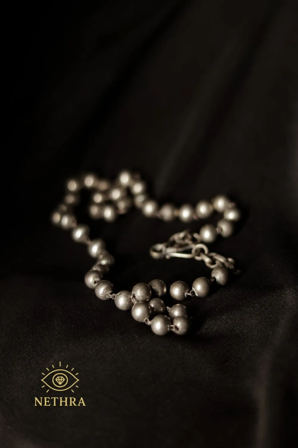 Oxidized Silver Beaded Necklace – Classic Traditional Design